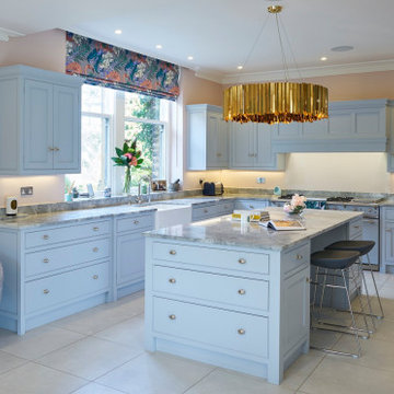 Pale Blue Kitchen with Modern Decor by The Secret Drawer