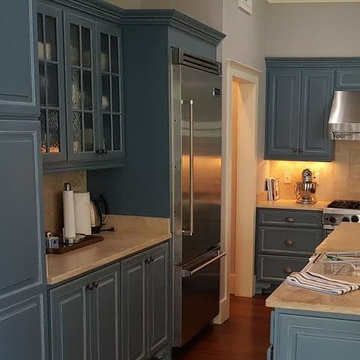 Pale Blue Kitchen With White Glaze Applied