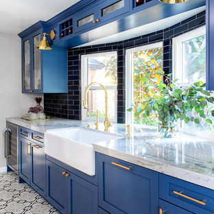 75 Beautiful Small Kitchen With Blue Cabinets Pictures Ideas January 2021 Houzz