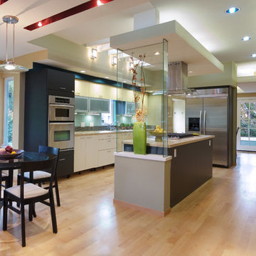 Palo Alto, modern kitchen in 19th century victorian house