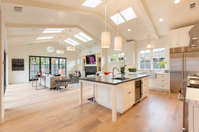 Photo of a large kitchen in San Francisco with medium hardwood flooring.