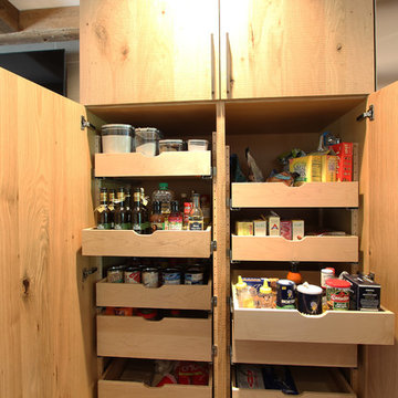 Pantry with Adjustable Rollout Shelves for Dry Food Storage