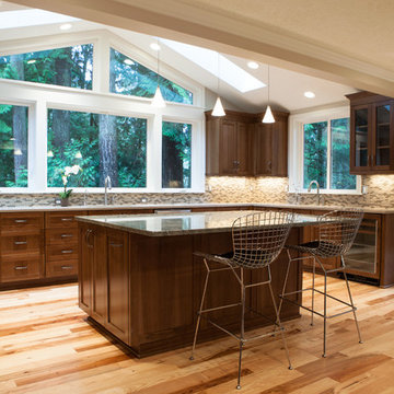 Park it Here–Transitional Kitchen in a Woodsy Setting