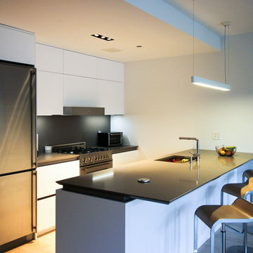 Park Slope, Brooklyn, New York  Handleless modern kitchen in white