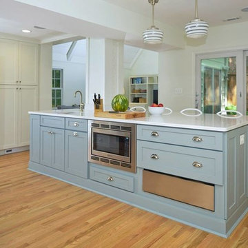 Patterned Concrete Tile Backsplash in Farmhouse Kitchen