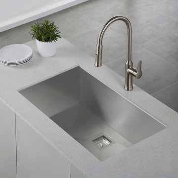Pax Zero-Radius 16-Gauge Handmade Undermount Single-Bowl Kitchen Sink, 31.5"