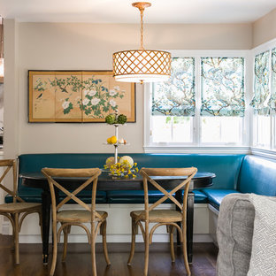 Traditional kitchen/diner in San Francisco with recessed-panel cabinets and white cabinets.