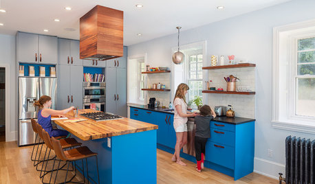 Bright Blue Kitchen Cabinets Make a Modern Statement in a Historic Home