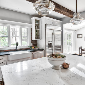 Pendant Lighting Over a Granite Island