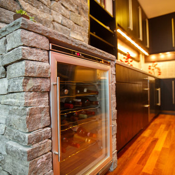 Penthouse with New England Natural Stone Fireplace and Wine Cooler