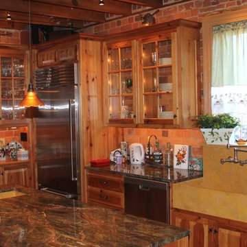 Pine Cabinetry With Wonderful Lighting