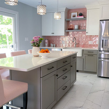 Pink Backsplash Kitchen in Wakefield MA