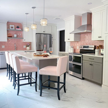 Pink Backsplash Kitchen in Wakefield MA