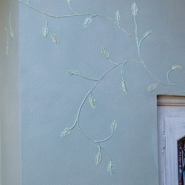 Plaster relief vine and leaves, hand painted metallic