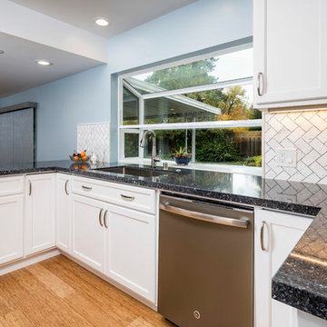 Pleasanton Blue and White Kitchen and Family Room