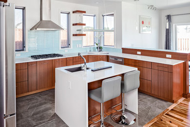 This is an example of a modern kitchen in Charleston.