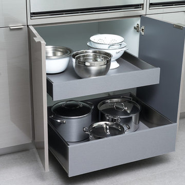 Pot & Pan Storage in Stainless Steel Roll-Out Shelves from Dura Supreme