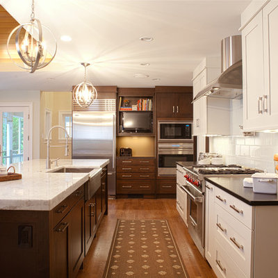 Transitional kitchen photo in DC Metro with stainless steel appliances and a farmhouse sink