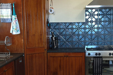 Pressed Tin Panels® Black Pressed Metal Kitchen Splash back- Snowflakes Design