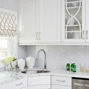 #projectcoastalchic - White Kitchen with Corner Sink and WIndow