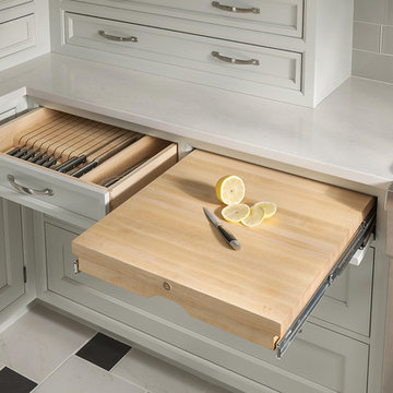 Pullout Butcher Block and Knife Block