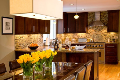 Example of a transitional kitchen design in Boston