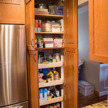 Quarter-Sawn Oak Kitchen, Pantry Cabinet with Height Adjustable Roll-Outs