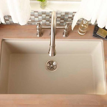 Quartz Classic Single Bowl Undermount Sink, Bisque