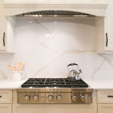 Quartz Solid Slab Backsplash Kitchen Remodel