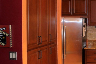 Raised Panel Cabinet Doors with Cayenne Stain