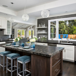 75 Beautiful Kitchen With White Cabinets And Metal ...