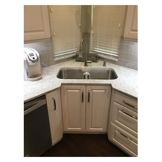 Recessed corner sink cabinet, with a low-divide sink set in Montgomery  counter - Transitional - Kitchen - Houston - by Bay Area Kitchens