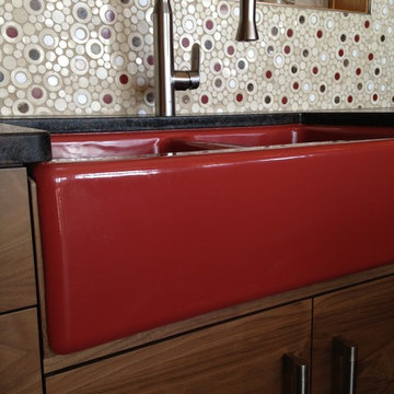 Red Accents in Kitchen; Jones Renovation