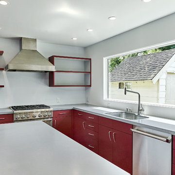 Red and Gray Kitchen