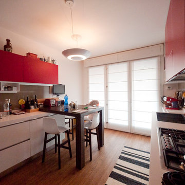 Red and white kitchen