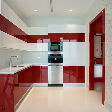 Red and White Kitchen