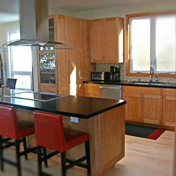 Red Birch Transitional Kitchen and Living Quarters
