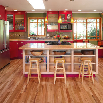 Red Contemporary Kitchen