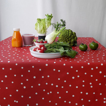 Red dots tablecloth - nappes confetti rouge