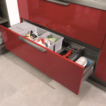 Red gloss kitchen drawer