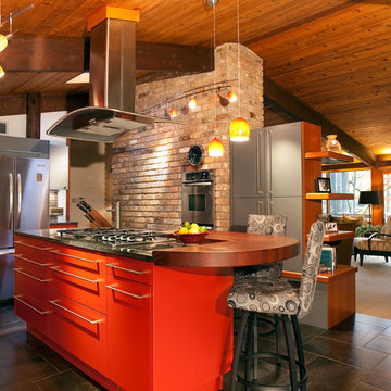 Red, Gray, and Cherry City Kitchen