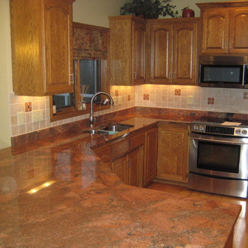 Red Multicolor 3711 Granite Kitchen Worktops at Affordable UK