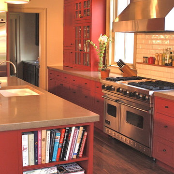 Red Painted Kitchen