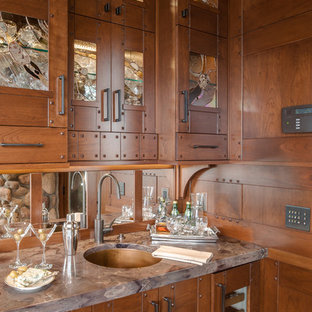 Traditional kitchen pictures - Inspiration for a timeless kitchen remodel in Other with glass-front cabinets and dark wood cabinets