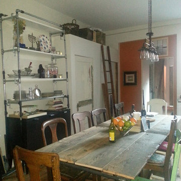 Reno of a 120 year old metro Toronto row house.  Barnwood table is 9' long.  The