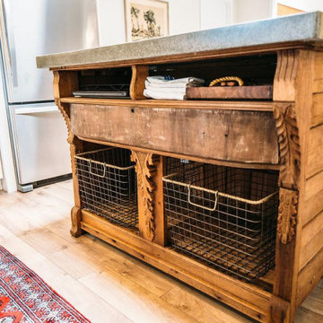 Repurposed antique cabinet transformed into a gorgeous island