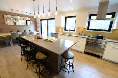 Example of a minimalist kitchen design in Montreal