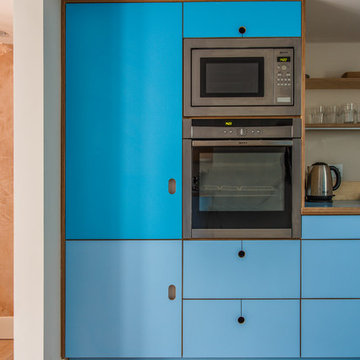retro blue kitchen