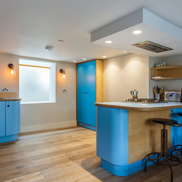 retro blue kitchen