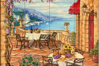 タンパにある地中海スタイルのおしゃれなキッチンの写真